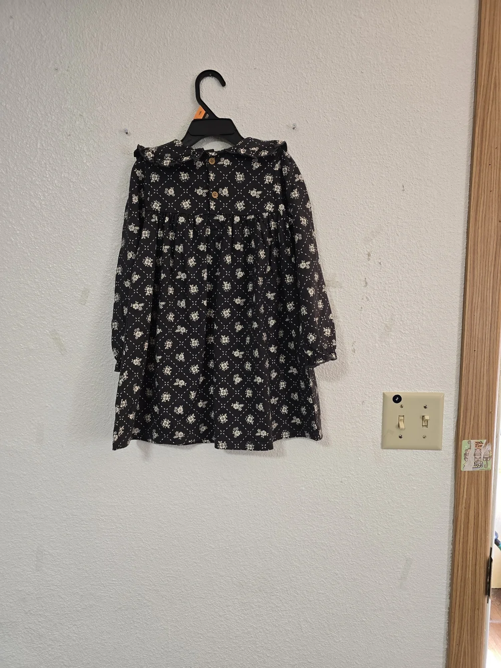 Black Floral Peter Pan Collar Kids Dress